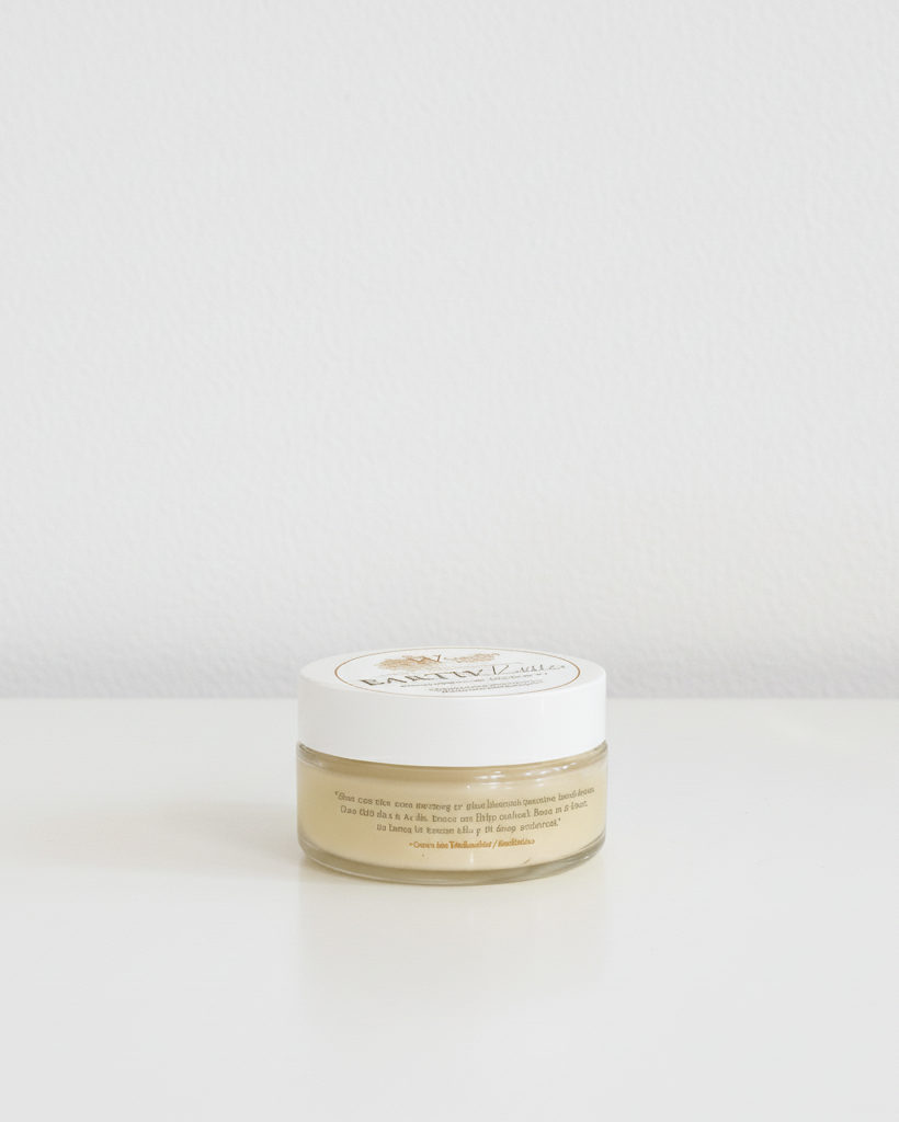 Jar of Earth Butter on white table with white background