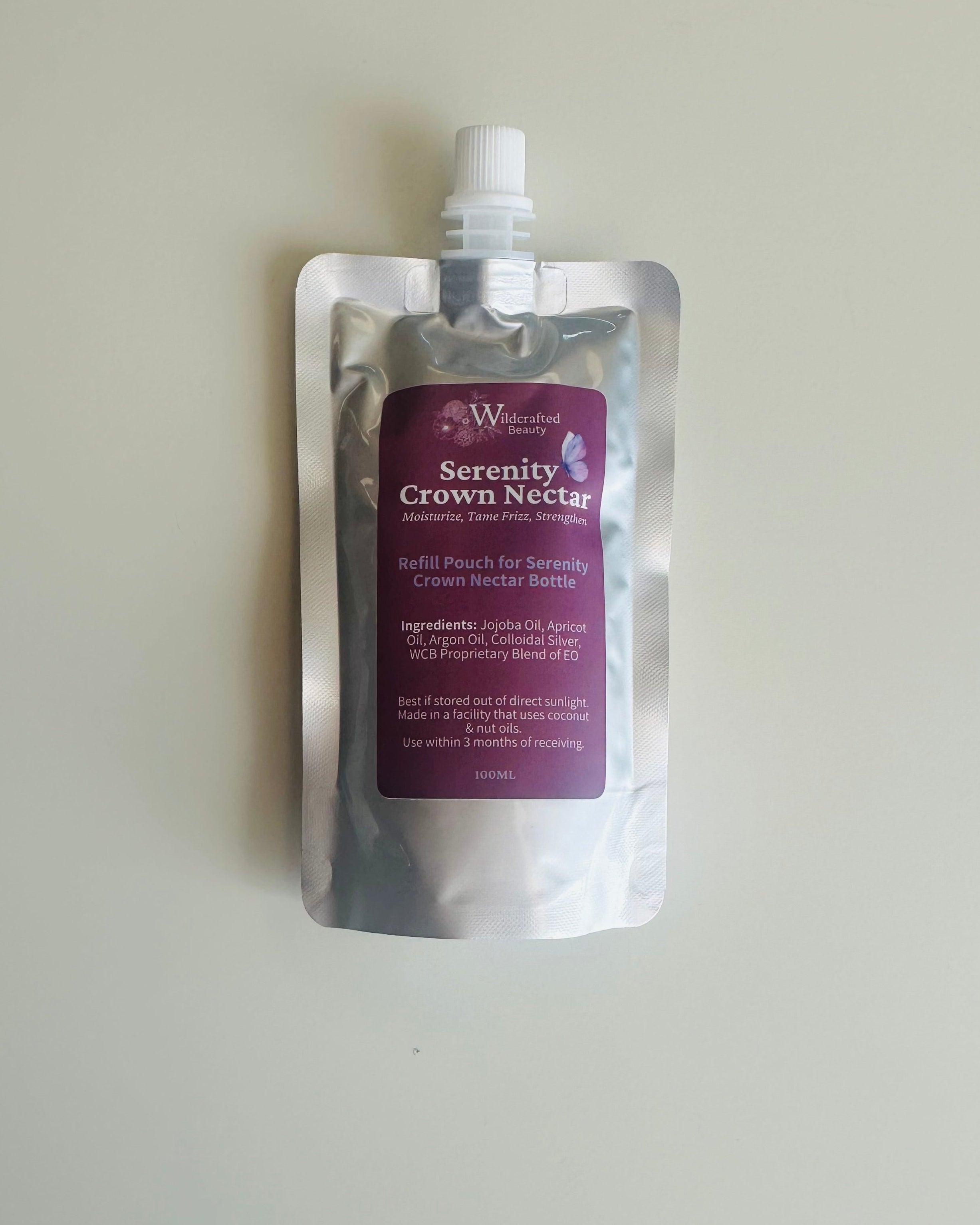Serenity Crown Nectar refill pouch on a plain background