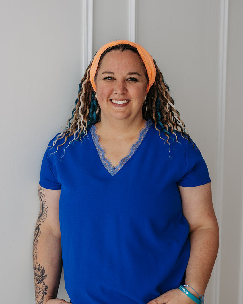Sunrise Ona Band worn as a headband over braid in extensions